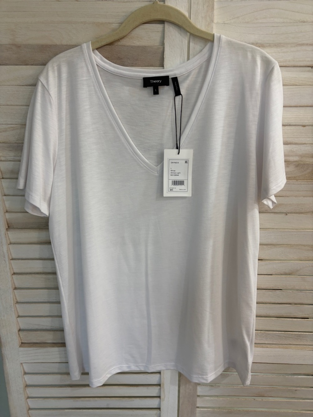 Theory White V-Neck Short Sleeve Tee - Lightweight Staple